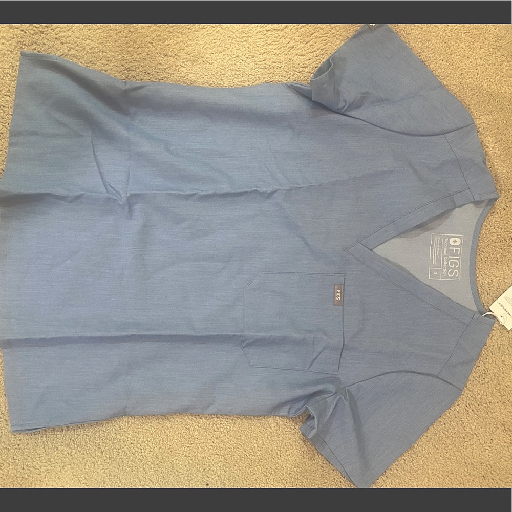 Figs Catarina Scrub Top- size Small- Heather Blue